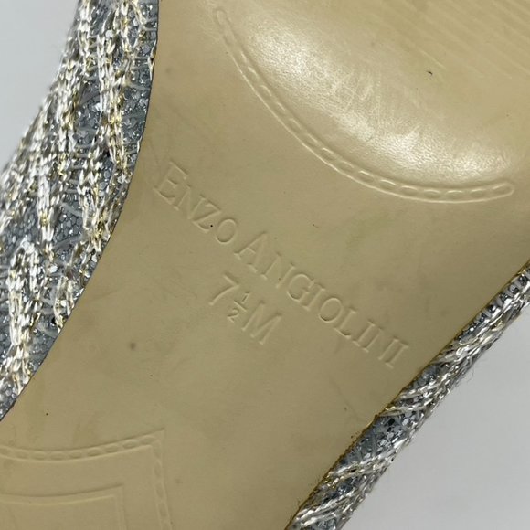 Enzo Angiolini Womens Silver Textile Upper Stiletto Peep toe Slip on Pump 7.5 - Picture 12 of 13